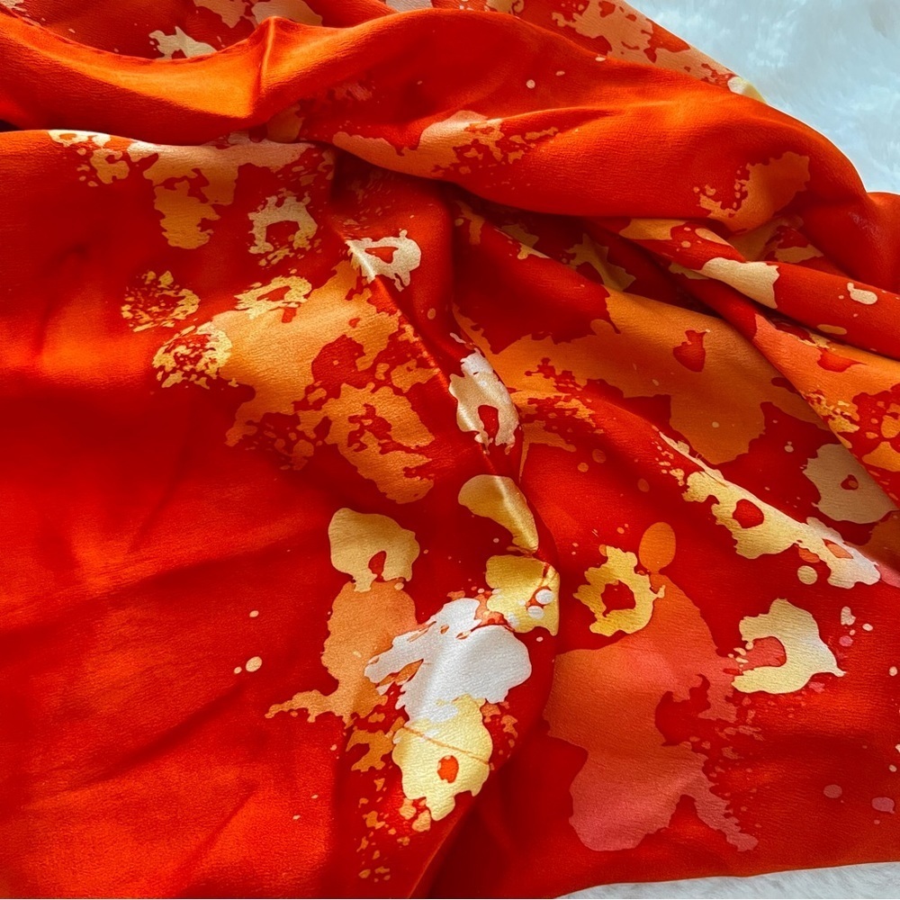 Vintage 30”x30” Hand Painted Silk Scarf with Fall Colors Brilliant and B…